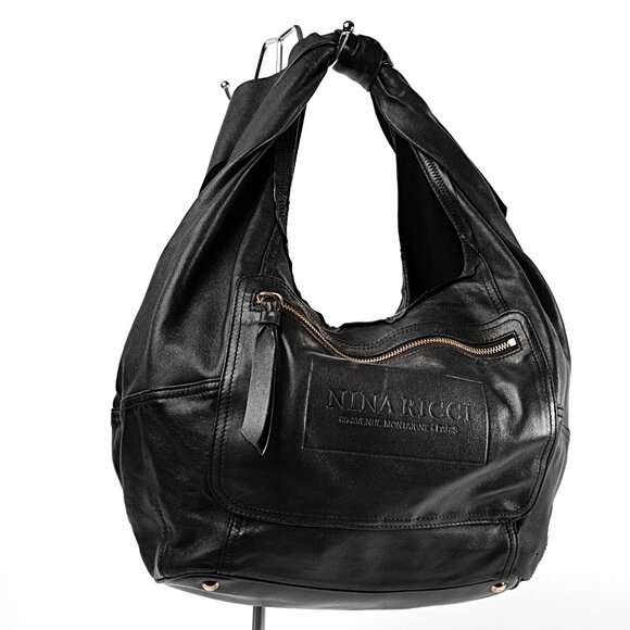 Nina Ricci Black Leather Hobo/Shoulder Bag - Picture 1 of 11